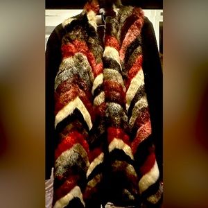 Joseph  A. Jackets & Coats | Joseph  A Faux  Fur  Longline Womens Wine  Chevron.